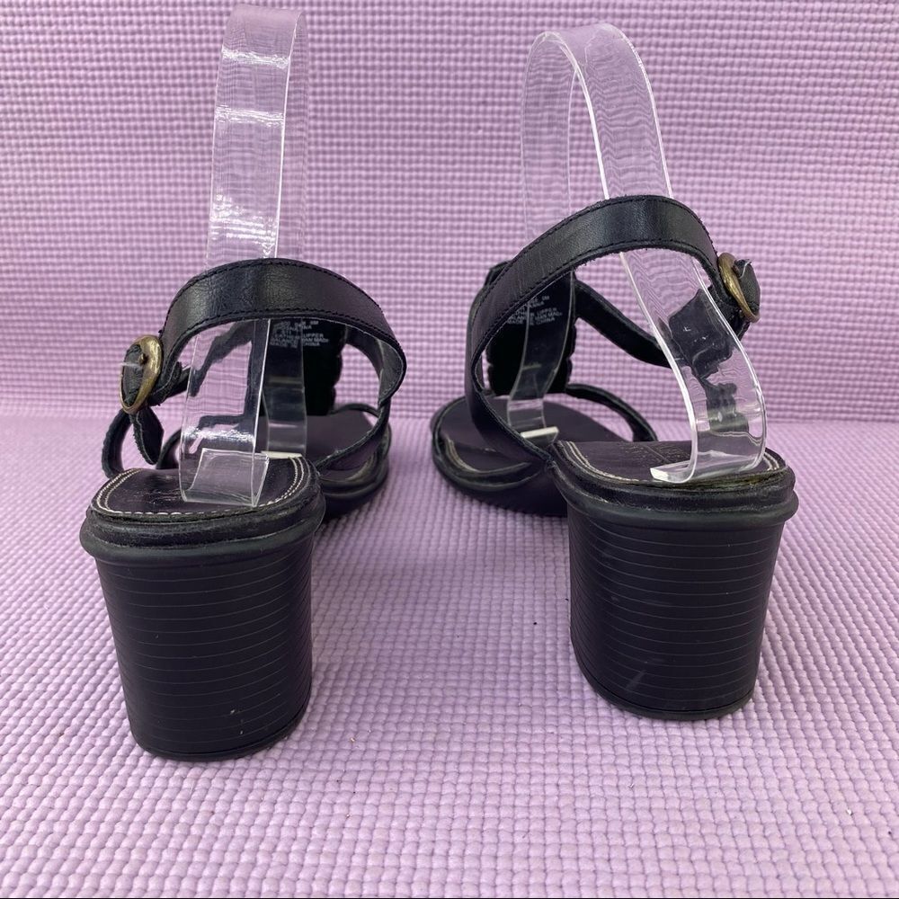 Classic Elements Shoshanna Square Toe Block Heel Sandal Black Size 9 Leather - Picture 6 of 12